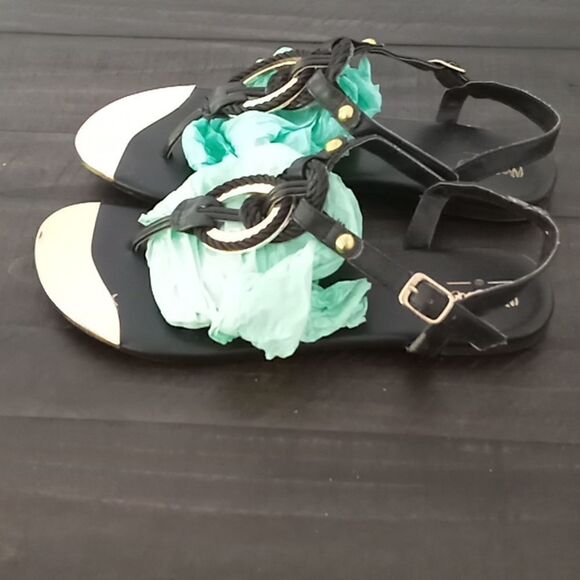 Black and gold sandals size 9 - Picture 2 of 7